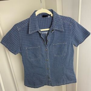 Vintage GAP Denim Checkered Button-Up Shirt